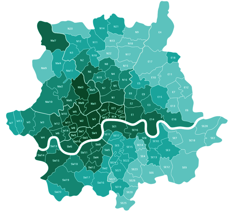 map of London areas where Diamond Joinery provides services