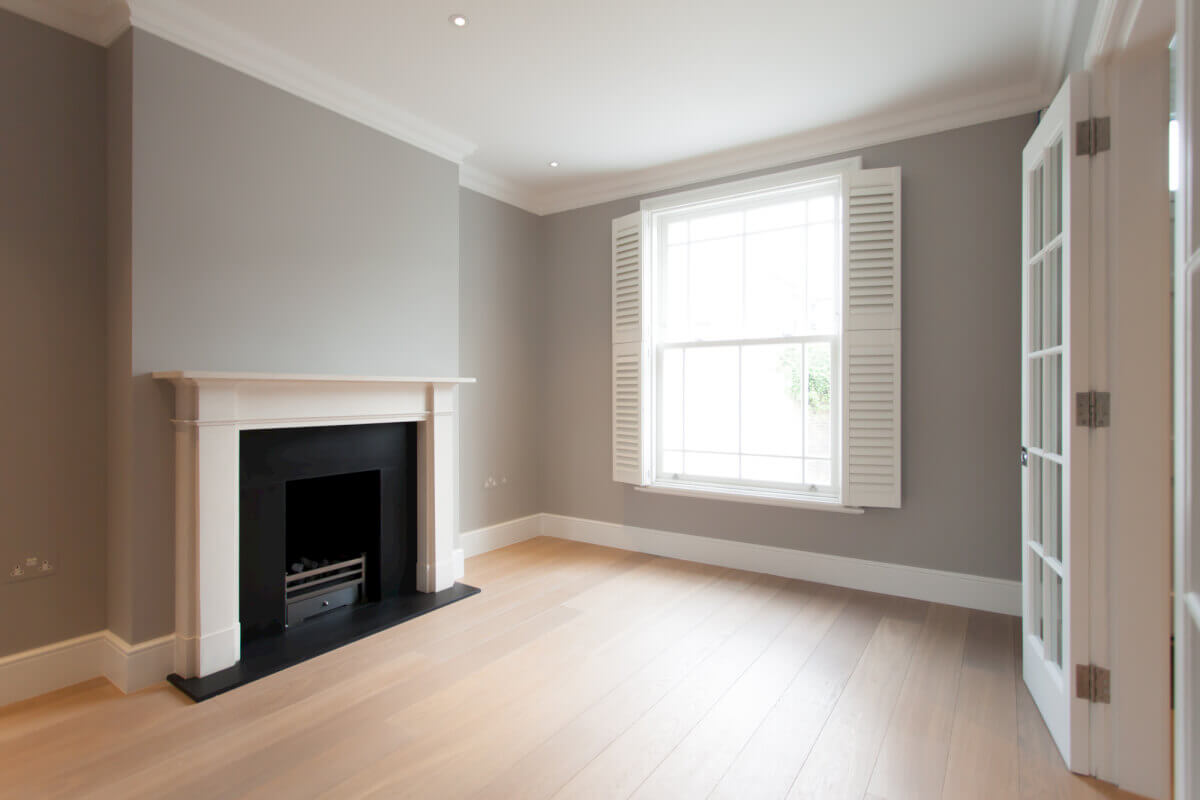 9 Kensington Place projects - fireplace and window in the living room